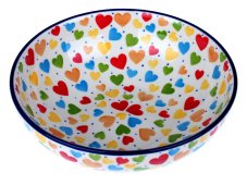 Low Bowl 17 cm (7") Colorful Hearts UNIKAT