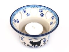 Heart Candle Holder Black Cat
