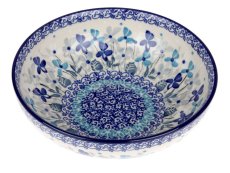 miska nízká 17 cm   Fialky v modré  UNIKÁT