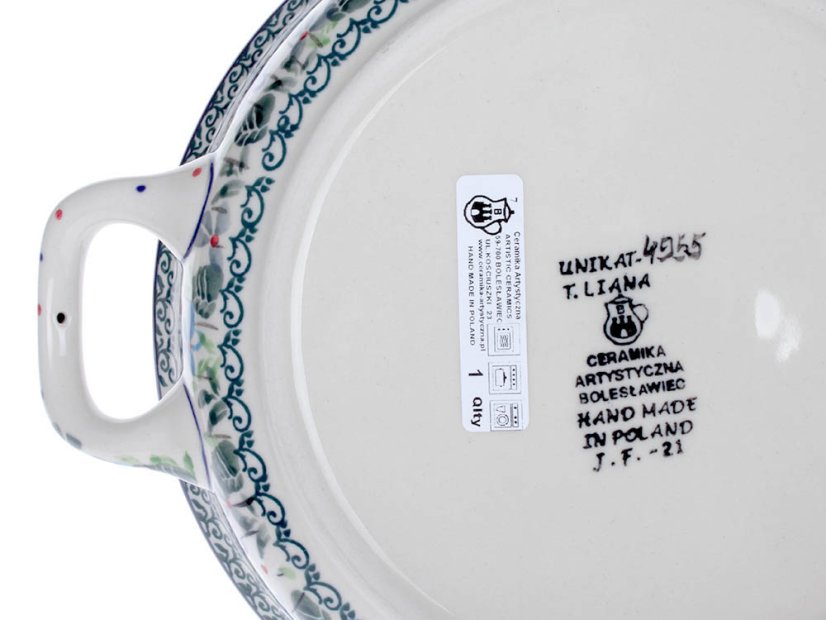 zapékací miska kulatá s uchy 21 cm   Fialky  UNIKÁT