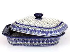 Baking Dish with Lid 31 cm (12") Blue Leaves