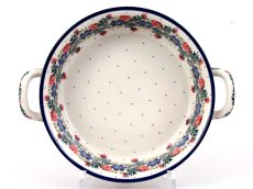 Auflaufform rund mit Henkel 25 cm   Blumenkranz