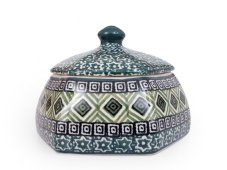 Sechseckdose 10 cm   Aztec Sonne grüne