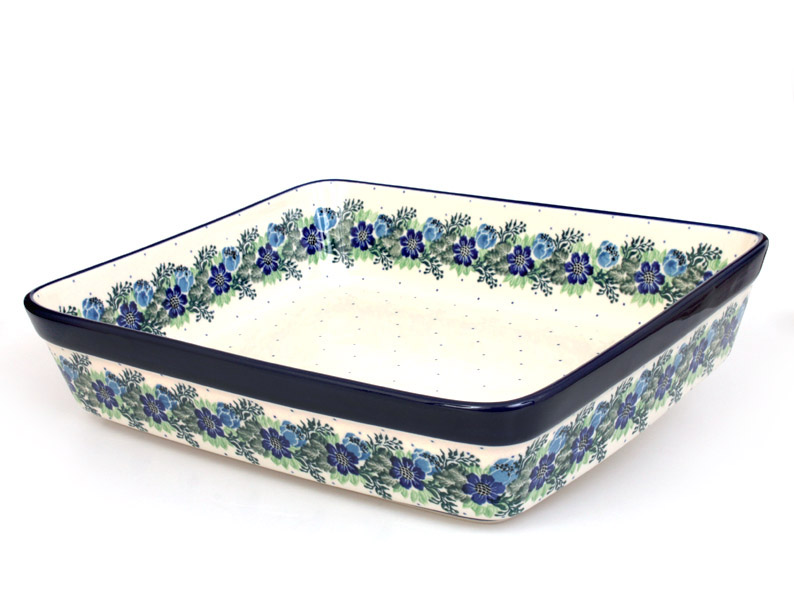 Auflaufform rechteckig 31 cm   Blumenkranz blau