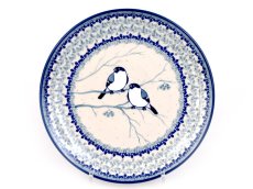 Shallow Plate 25 cm (10") Titmouses in Winter UNIKAT