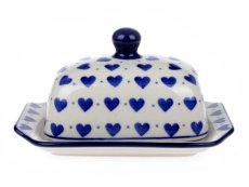 Small Butter Dish 1/8 kg Blue Hearts