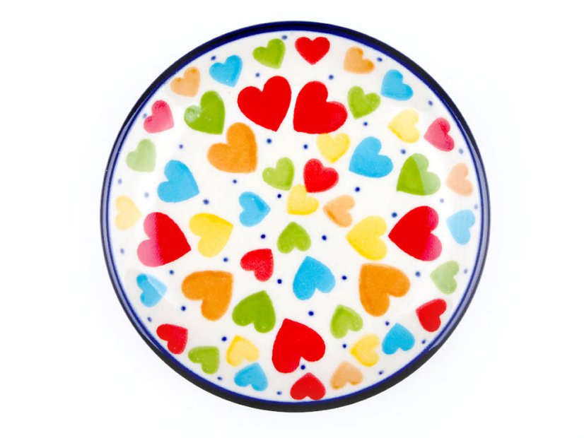 Teabag Plate 10 cm (4")   Colorful Hearts UNIKAT