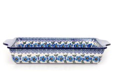 Auflaufform  mit Griffe 39 cm   Blaue Rose