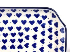 Platte 42 cm   Blaue Herzchen
