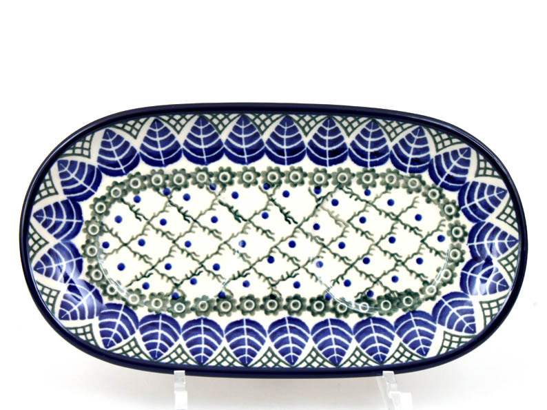 Sugar and Creamer Tray   Blue Leaves