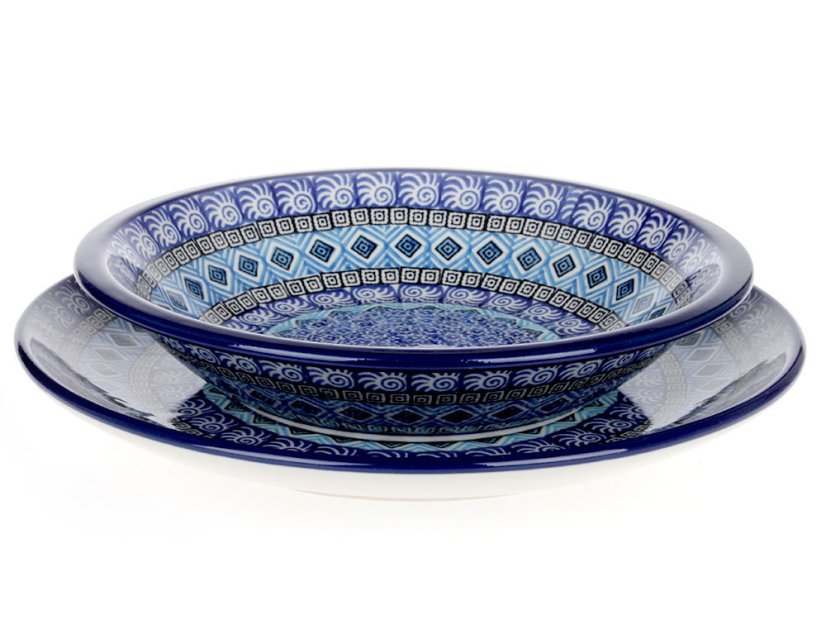 talíř mělký 25 cm   Aztécké slunce modré