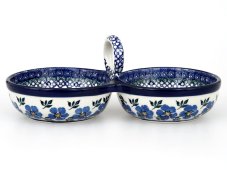 Double Bowl 25 cm   Blue Rose