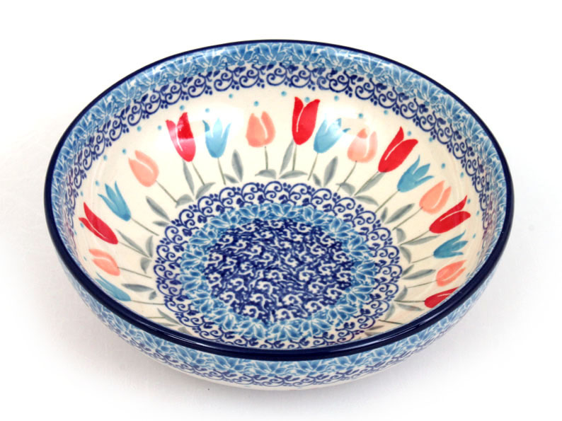 Low Bowl  17 cm (7")   Pink Tulips
