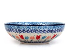 Low Bowl  17 cm (7")   Pink Tulips