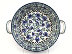 Auflaufform rund mit Henkel 25 cm   Kornblumen