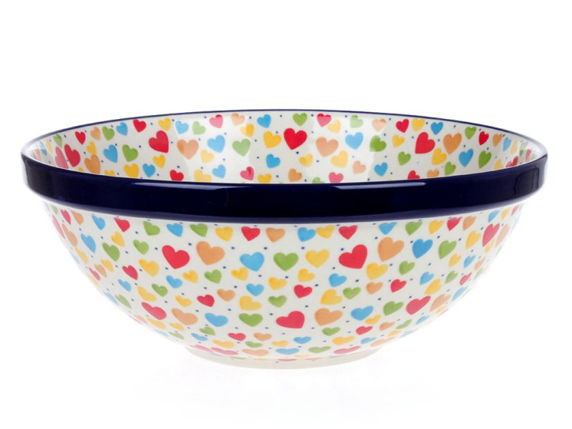 mísa KLASIK velká 27,5 cm   Barevná srdce  UNIKÁT