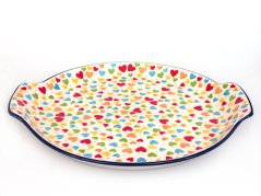 Round Platter 30 cm (12 ")   Colorful Hearts UNIKAT