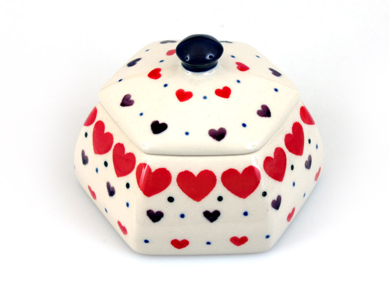 Jar with Lid 10 cm (4")   Red Hearts
