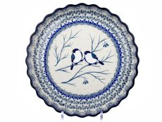 Pie Baking Dish 29 cm (11") Titmouses in Winter UNIKAT