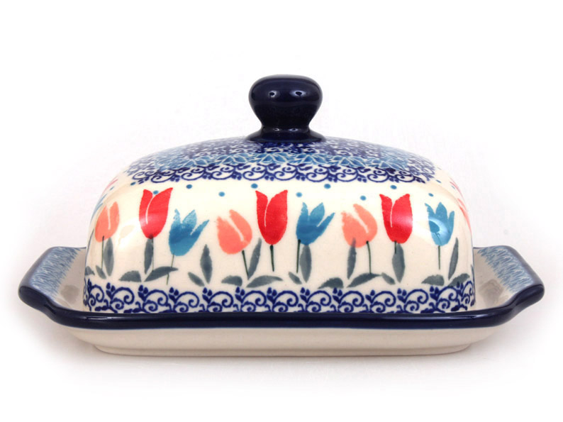 Butter Dish   Pink Tulips