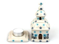 Kapelle Windlicht 15 cm    Türkis