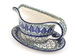 Sauce Boat with Saucer   Blue Leaves