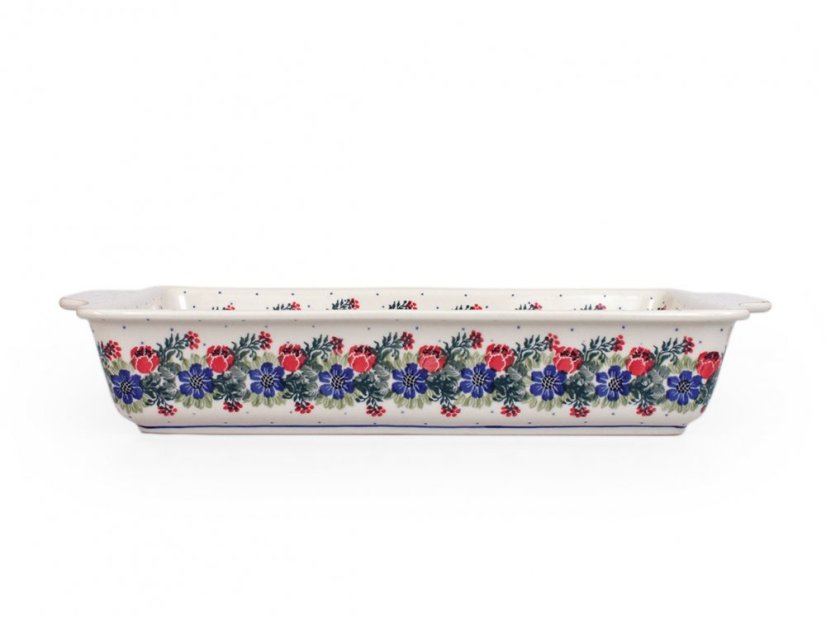 Auflaufform  mit Griffe 39 cm   Blumenkranz