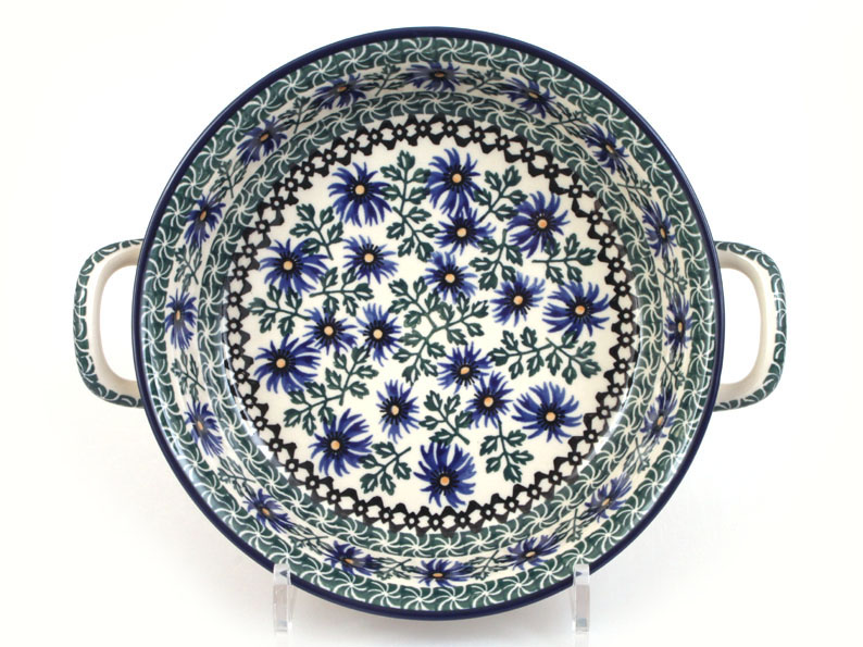 Auflaufform rund mit Henkel 25 cm   Kornblumen