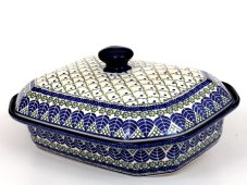 Baking Dish with Lid 31 cm (12") Blue Leaves