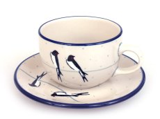 Cup with Saucer 0,2 l (7 oz) Swallows UNIKAT