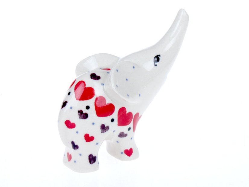 Elephant Figurine   Red Hearts