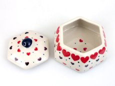 Jar with Lid 10 cm (4")   Red Hearts