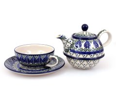Teekanne & Tasse mit Untertasse 0,6+0,25 l   Blaue Blätter