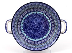 Auflaufform rund mit Henkel 25 cm   Aztec Sonne blau
