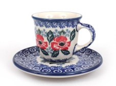 Moccatasse mit Untertasse 0,06 l   Mohnblumen
