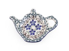 "Jug" Teabag Plate Flax Flower