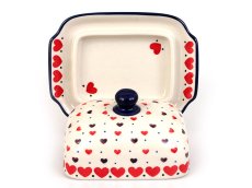 Butter Dish   Red Hearts