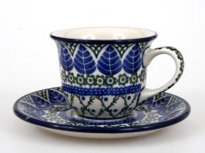 Tasse mit Untertasse 0,15 l   Blaue Blätter