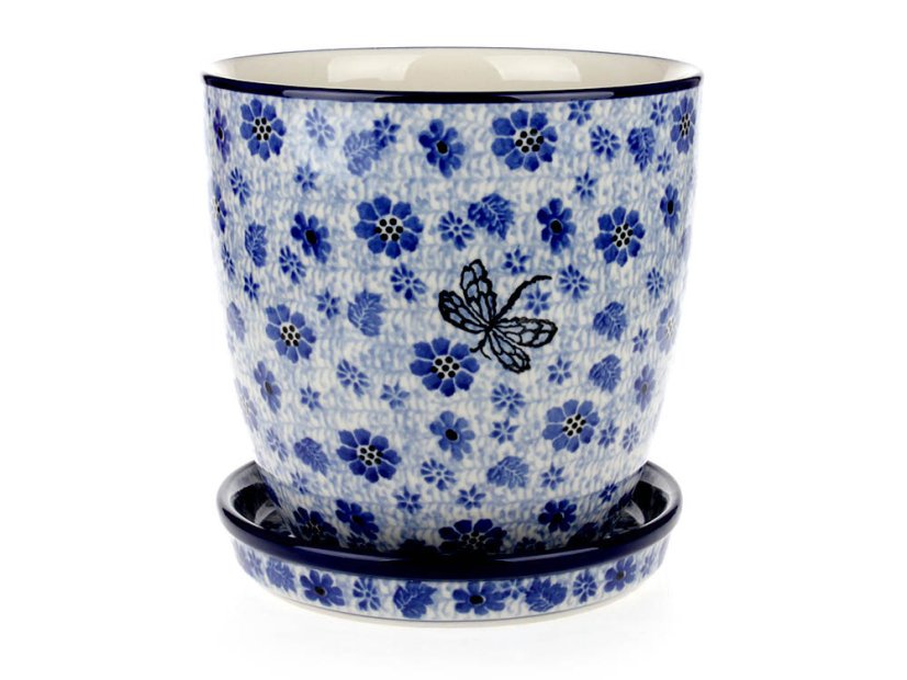 Flower Pot with Saucer   Dragonfly
