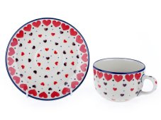 Tasse mit Untertasse 0,2 l   Rote Herzen