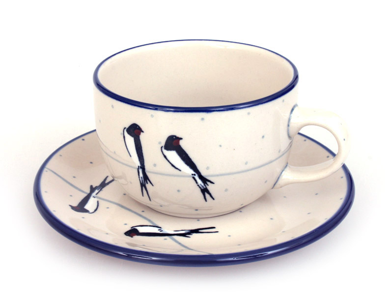 Cup with Saucer 0,2 l (7 oz)   Swallows UNIKAT