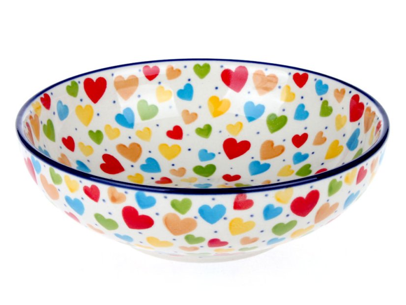 Low Bowl  17 cm (7")   Colorful Hearts UNIKAT