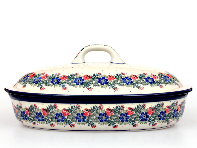 Backform mit Deckel Oval 36 cm   Blumenkranz