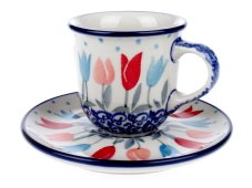 Moccatasse mit Untertasse 0,06 l   Rosa Tulpen