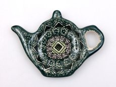 "Jug" Teabag Plate Aztec Sun green