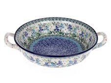 Auflaufform rund mit Henkel 21 cm Violen UNIKAT