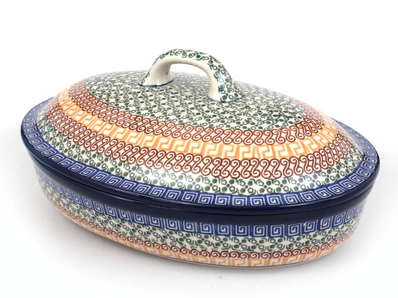 Backform mit Deckel Oval 31 cm   Griechisch