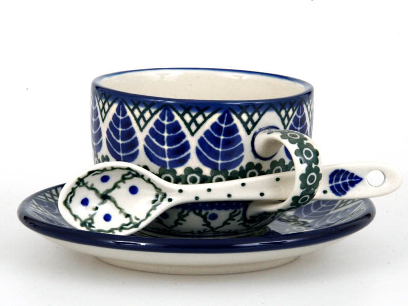 Tasse mit Untertasse 0,2 l   Blaue Blätter