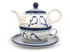 One-cup Teapot 0,6 l+0,25 l   Titmouses in Winter UNIKAT