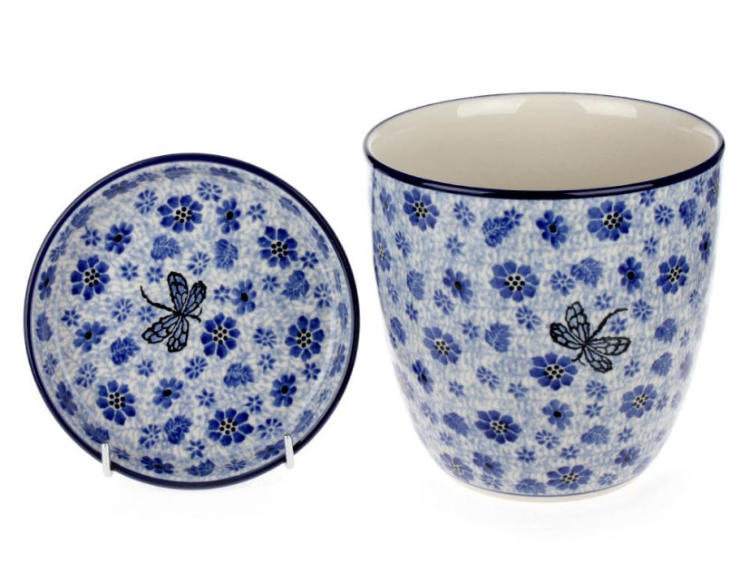 Flower Pot with Saucer   Dragonfly
